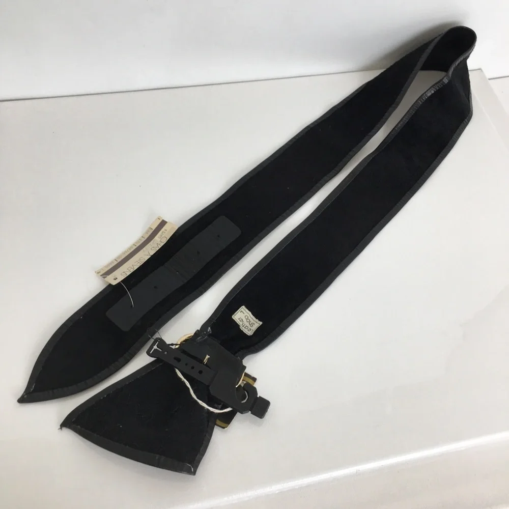 Vintage 80’s Leather Shop Black Soft Genuine Leather Belt NEW Size L Art To Wear